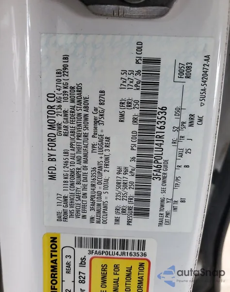 2018 Ford Fusion Se Hybrid from USA, damaged, VIN 3FA6P0LU4JR163536